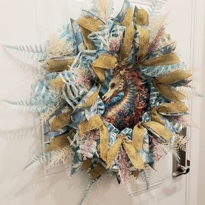 Seahorse Poly Deco Mesh Nautical Wreath Home Decor